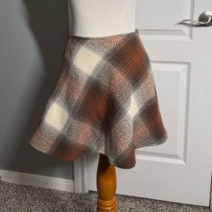 Lulu's Brown and Cream Plaid Skater Skirt